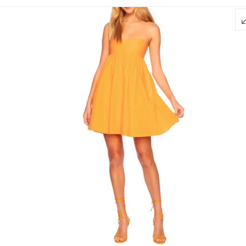 Susana Monoco Strapless Cotton Poplin Babydoll tangerine Minidress In Zinnia